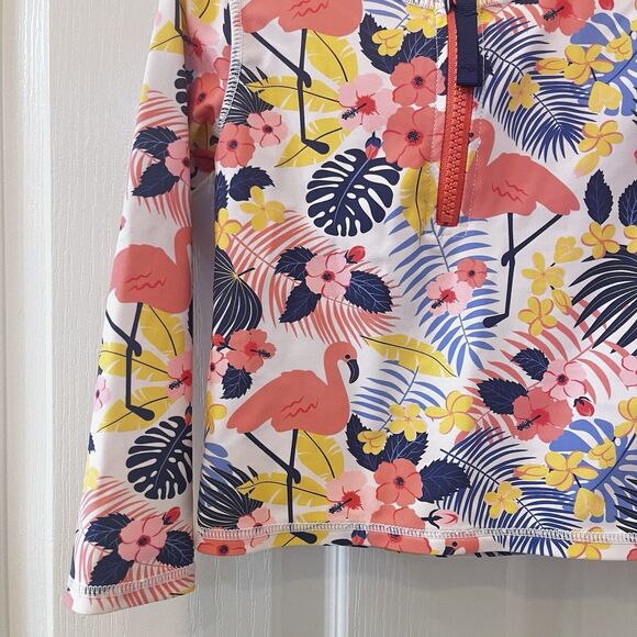 RuffleButts Tropical Flamingo Long Sleeve Rash Guard Swim Top Girls Size 4T - Picture 3 of 8